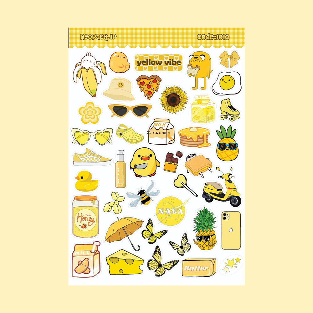 استیکر طرح ترکیبی رنگ زرد