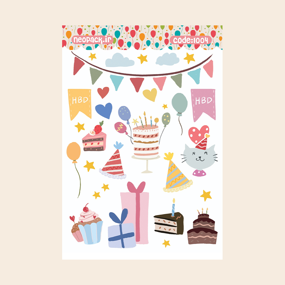 استیکر ژورنال پینترستی تولد (گربه ای)