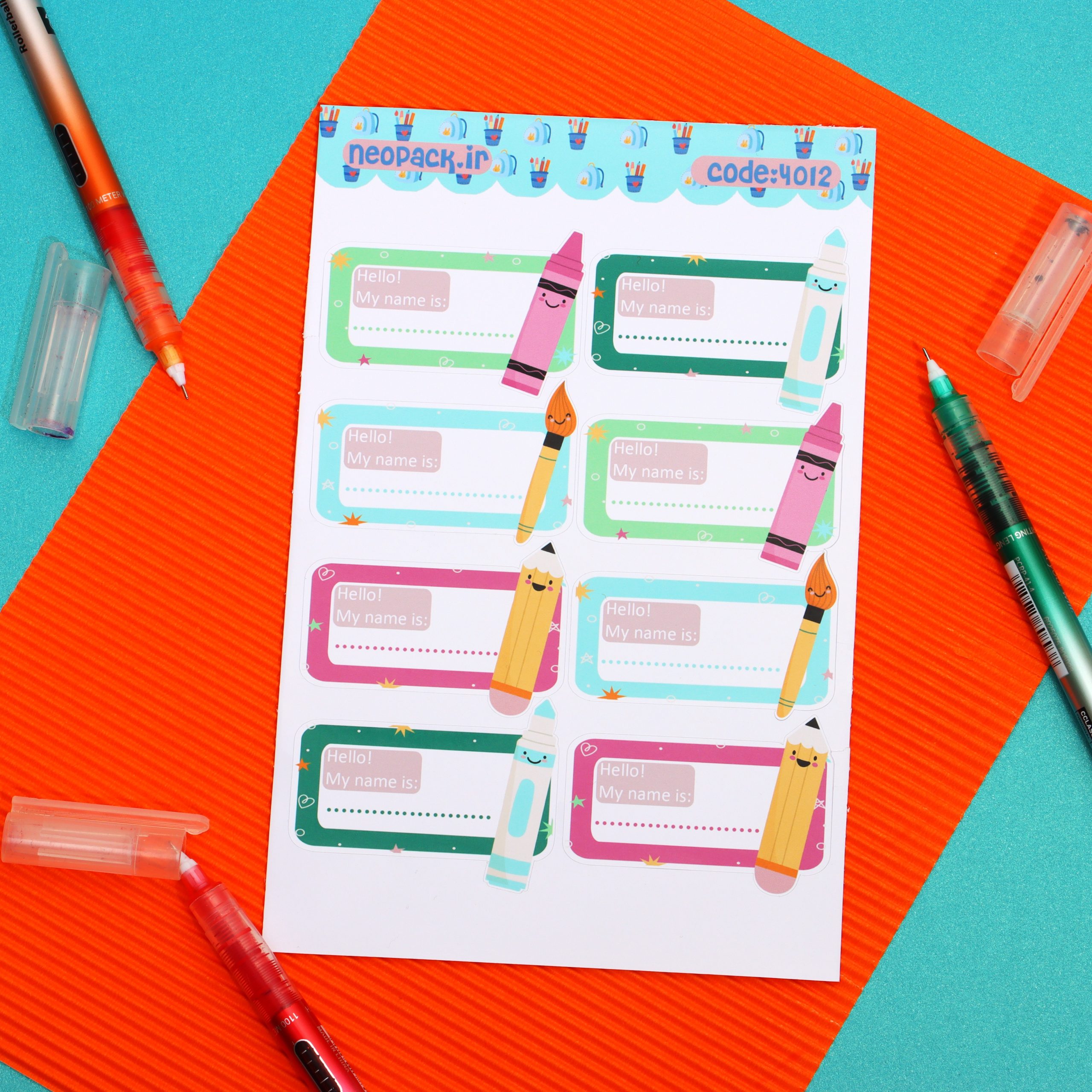 استیکر نام انگلیسی طرح مداد شمعی - تصویر 2