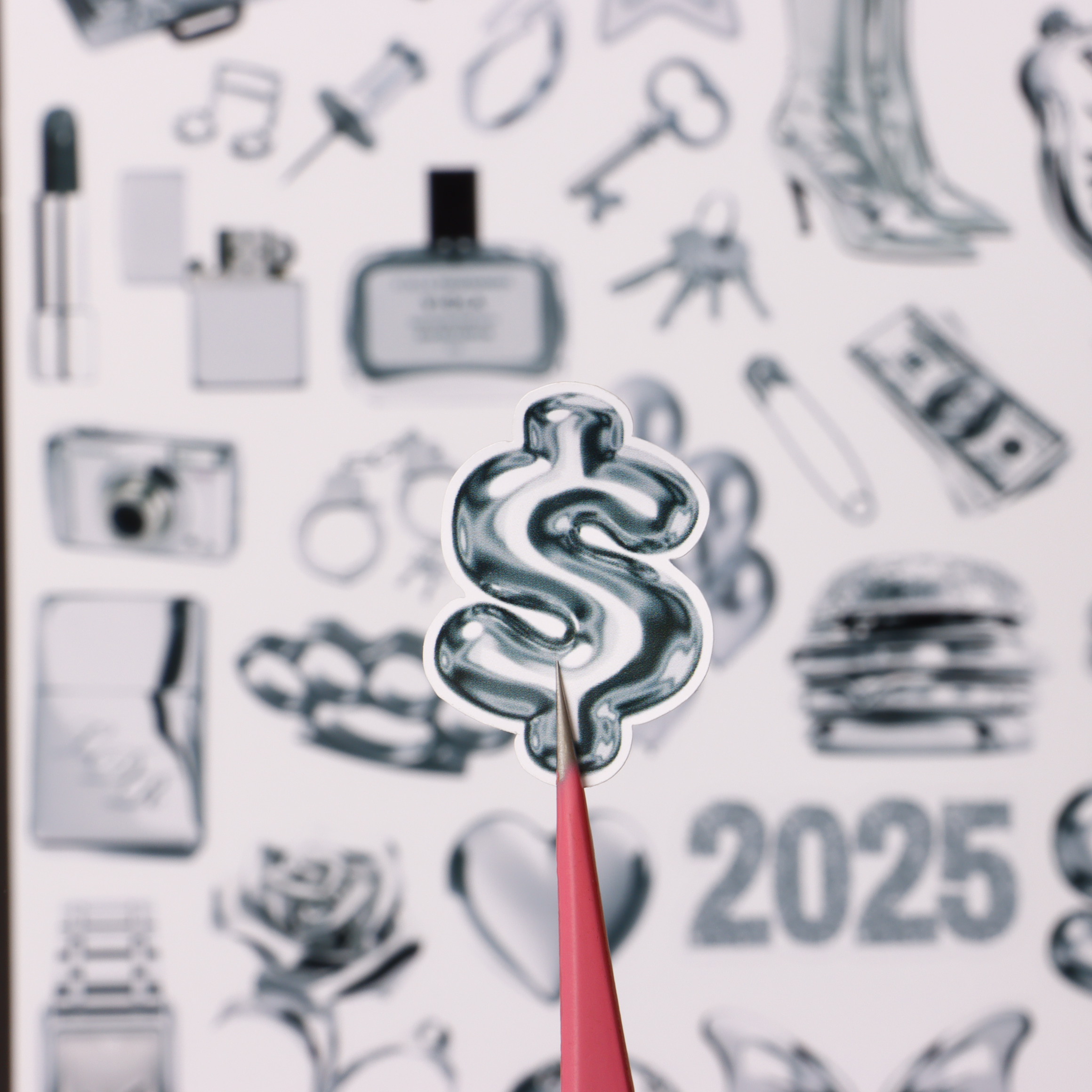 استیکر طرح ترکیبی رنگ نقره ای - تصویر 4