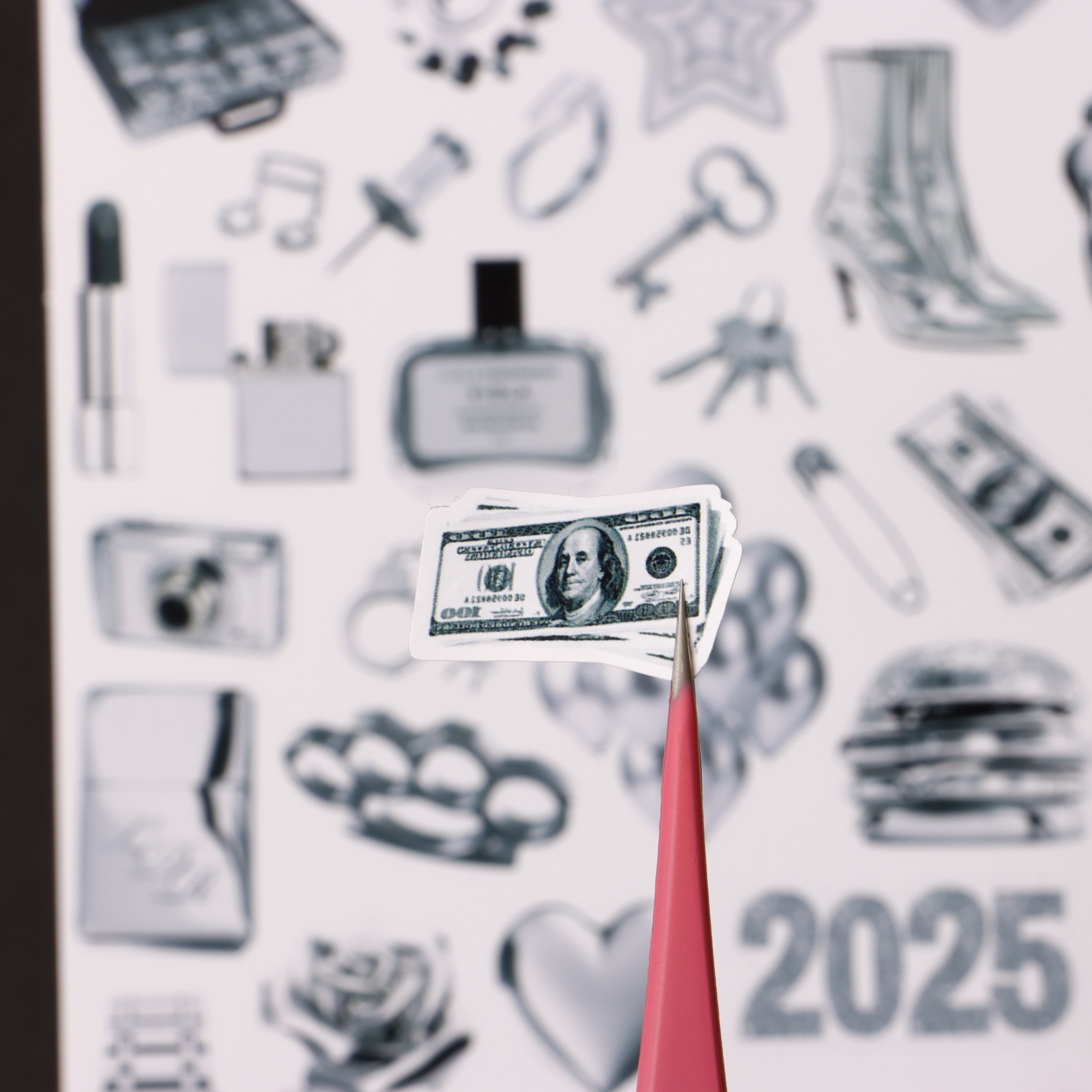 استیکر طرح ترکیبی رنگ نقره ای - تصویر 5