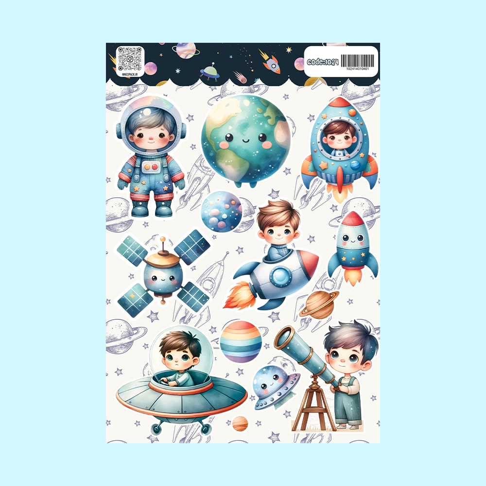 استیکر طرح پسر فضانورد