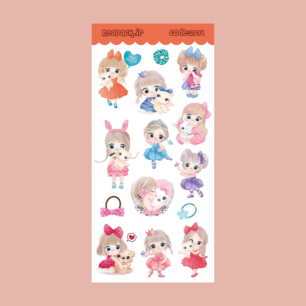 استیکر طرح دختر پاپیونی